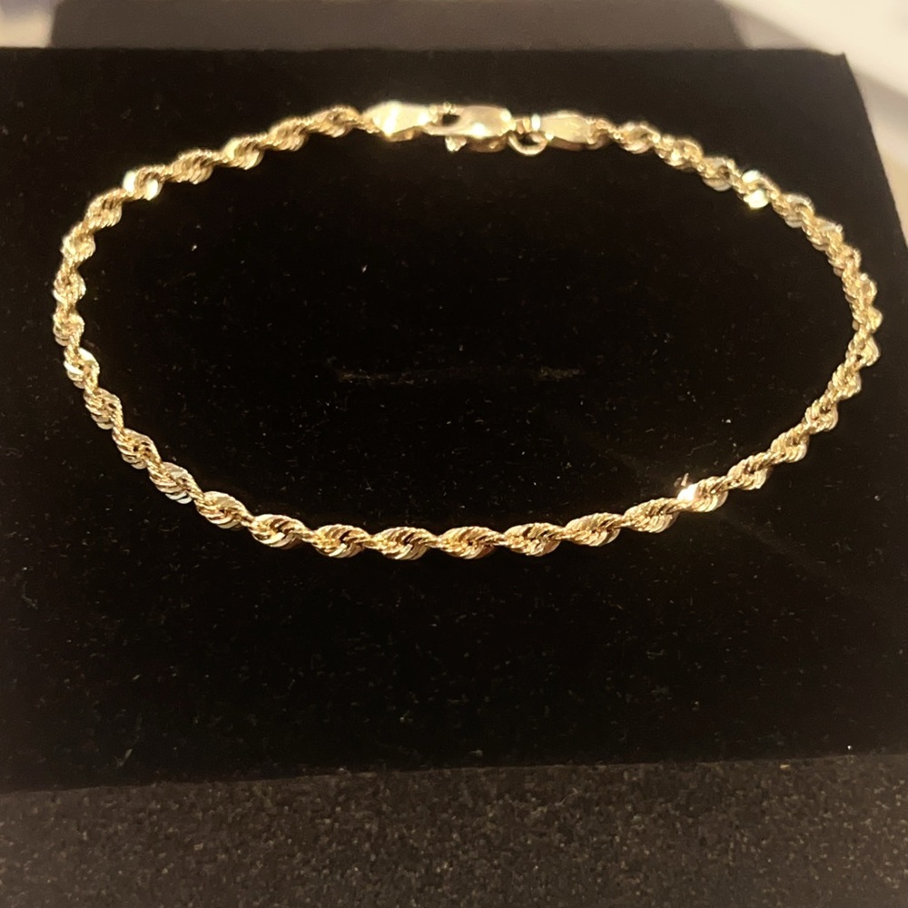 10k Real Solid Gold Rope Chain Bracelet